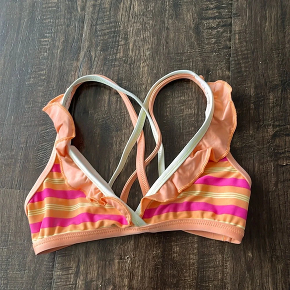 s1 Patagonia girls striped ruffle bikini top size small/8 - Picture 1 of 4